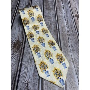 Ermenegildo Zegna Men’s Silk Neck Tie Floral Cream EUC